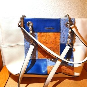 Calvin Klein Saffiano Cork Patchwork Tote